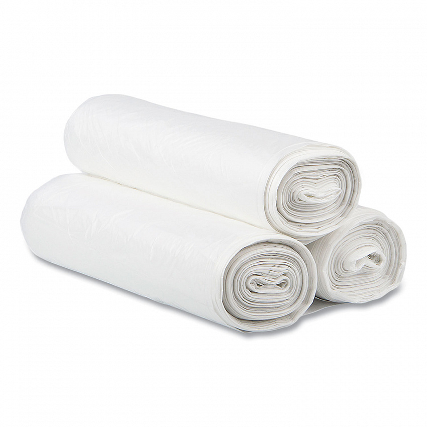 High-Density Commercial Can Liners, 30 gal, 13 mic, 30" x 37", Clear, Interleaved Roll, 25 Bags/Roll, 20 Rolls/Carton (S303713N)