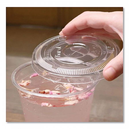 PET Lids, Flat with Straw Slot, Fits 12 oz to 24 oz Cold Cups, Plastic, Clear, 1,000/Carton (CKC626TS)