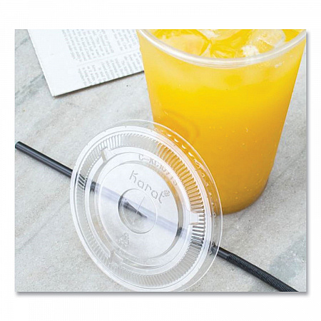PET Lids, Flat with Straw Slot, Fits 32 oz Cold Cups, Plastic, Clear, 500/Carton (CKC107TS)