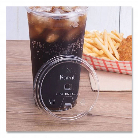 PET Lids, Strawless Sipper, Fits 32 oz Cold Cups, Plastic, Clear, 1,000/Carton (CKC107TSSH)