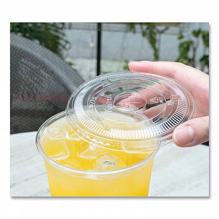 PET Lids, Flat with Straw Slot, Fits 32 oz Cold Cups, Plastic, Clear, 500/Carton (CKC107TS)