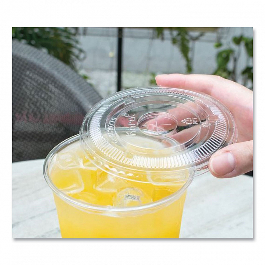 PET Lids, Flat with Straw Slot, Fits 32 oz Cold Cups, Plastic, Clear, 500/Carton (CKC107TS)