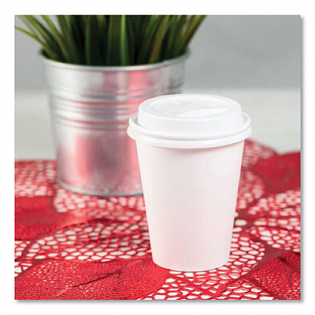 Hot Cup Lids, Sipper Lid, Fits 8 oz Hot Cups, Plastic, White, 1,000/Carton (CKDL508WPP)