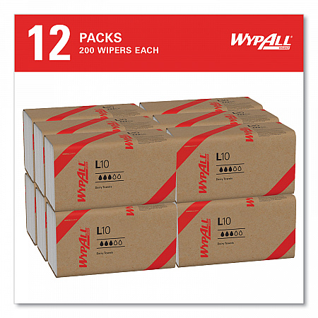 L10 SANI-PREP Dairy Towels, Banded, 2-Ply, 9.3 x 10.5, Unscented, White, 200/Pack, 12 Packs/Carton (01770)