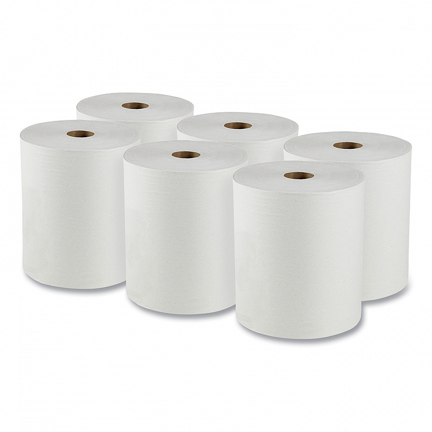 Essential High Capacity Hard Roll Towels for Business, Absorbency Pockets, 1-Ply, 8" x 950 ft, 1.75" Core, White, 6 Rolls/CT (02000)