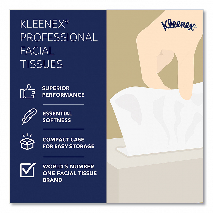White Facial Tissue for Business, 2-Ply, 125 Sheets/Box, 12 Boxes/Carton (03076)