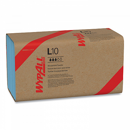 L10 Windshield Towels, 1-Ply, 9.1 x 10.25, Light Blue, 224/Pack, 10 Packs/Carton (05123)