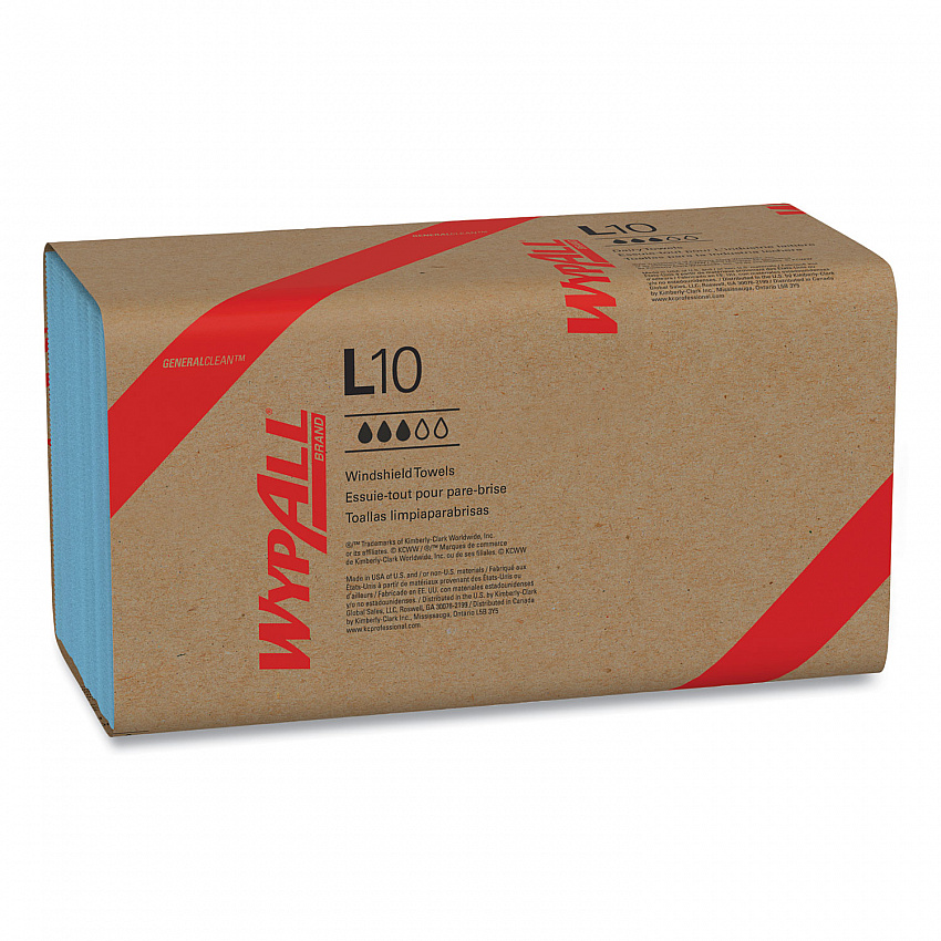 L10 Windshield Towels, 1-Ply, 9.1 x 10.25, Light Blue, 224/Pack, 10 Packs/Carton (05123)