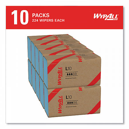 L10 Windshield Towels, 1-Ply, 9.1 x 10.25, Light Blue, 224/Pack, 10 Packs/Carton (05123)