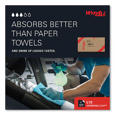 L10 Windshield Towels, 1-Ply, 9.1 x 10.25, Light Blue, 224/Pack, 10 Packs/Carton (05123)