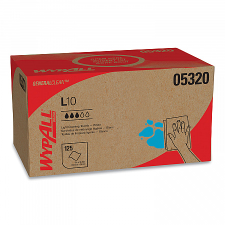 L10 Towels, POP-UP Box, 1-Ply, 9 x 10.5, White, 125/Box, 18 Boxes/Carton (05320)