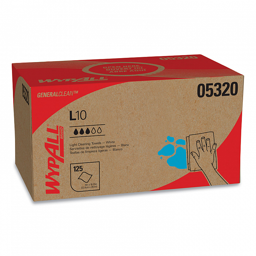 L10 Towels, POP-UP Box, 1-Ply, 9 x 10.5, White, 125/Box, 18 Boxes/Carton (05320)