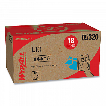 L10 Towels, POP-UP Box, 1-Ply, 9 x 10.5, White, 125/Box, 18 Boxes/Carton (05320)