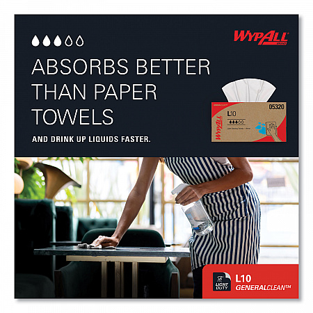 L10 Towels, POP-UP Box, 1-Ply, 9 x 10.5, White, 125/Box, 18 Boxes/Carton (05320)