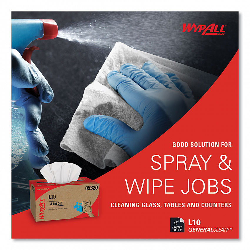 L10 Towels, POP-UP Box, 1-Ply, 9 x 10.5, White, 125/Box, 18 Boxes/Carton (05320)