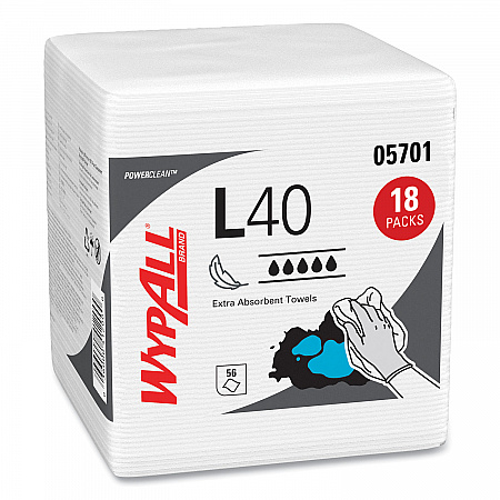 L40 Towels, 1/4 Fold, 12.5 x 12, White, 56/Box, 18 Packs/Carton (05701)