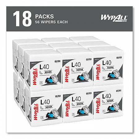 L40 Towels, 1/4 Fold, 12.5 x 12, White, 56/Box, 18 Packs/Carton (05701)