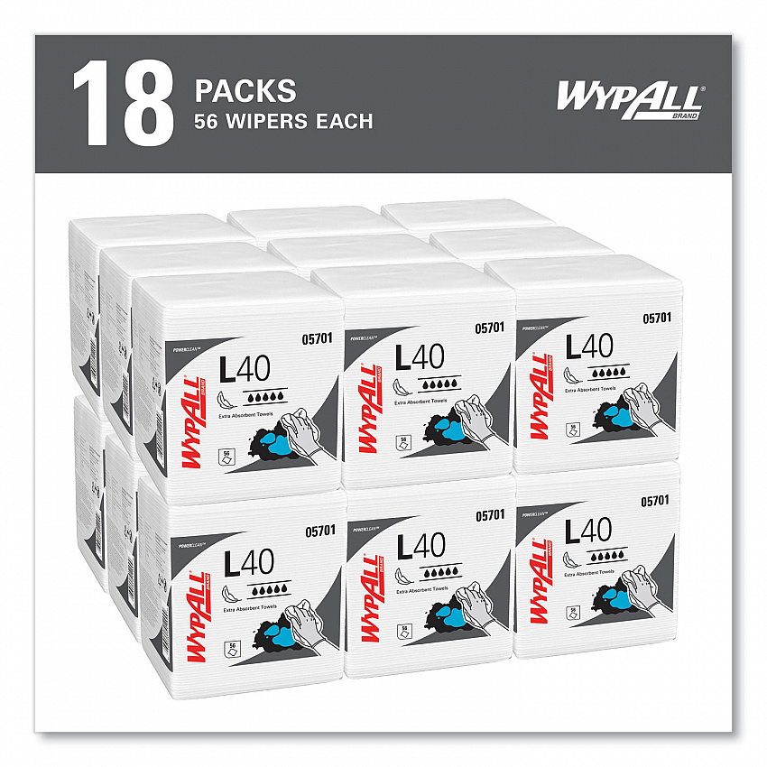 L40 Towels, 1/4 Fold, 12.5 x 12, White, 56/Box, 18 Packs/Carton (05701)