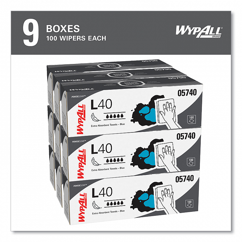L40 Towels, POP-UP Box, 9.8 x 16.4, Blue, 100/Box, 9 Boxes/Carton (05740)