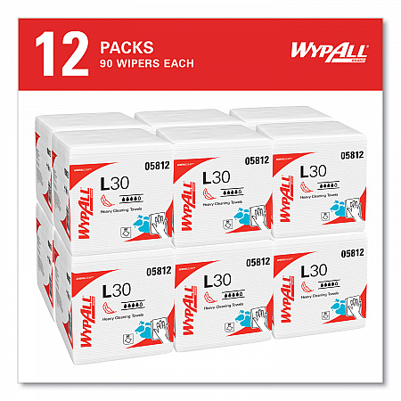 L30 Towels, Quarter Fold, 12.5 x 12, 90/Polypack, 12 Polypacks/Carton (05812)