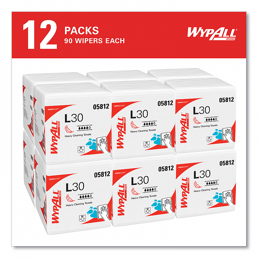 L30 Towels, Quarter Fold, 12.5 x 12, 90/Polypack, 12 Polypacks/Carton (05812)