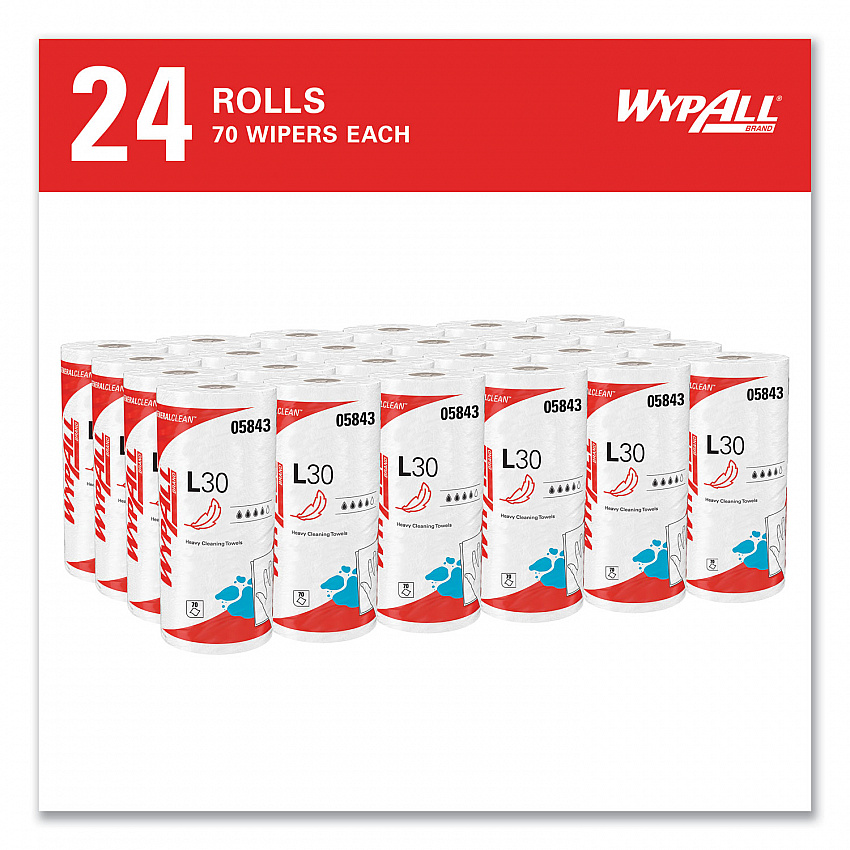L30 Towels, 11 x 10.4, White, 70 Sheets/Roll (05843)