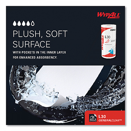 L30 Towels, 11 x 10.4, White, 70 Sheets/Roll (05843)