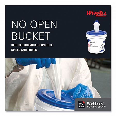 Power Clean Wipers for WetTask Customizable Wet Wiping System with (1) Bucket, 6 x 12, Unscented, 95/Roll, 6 Rolls/Carton (06001)