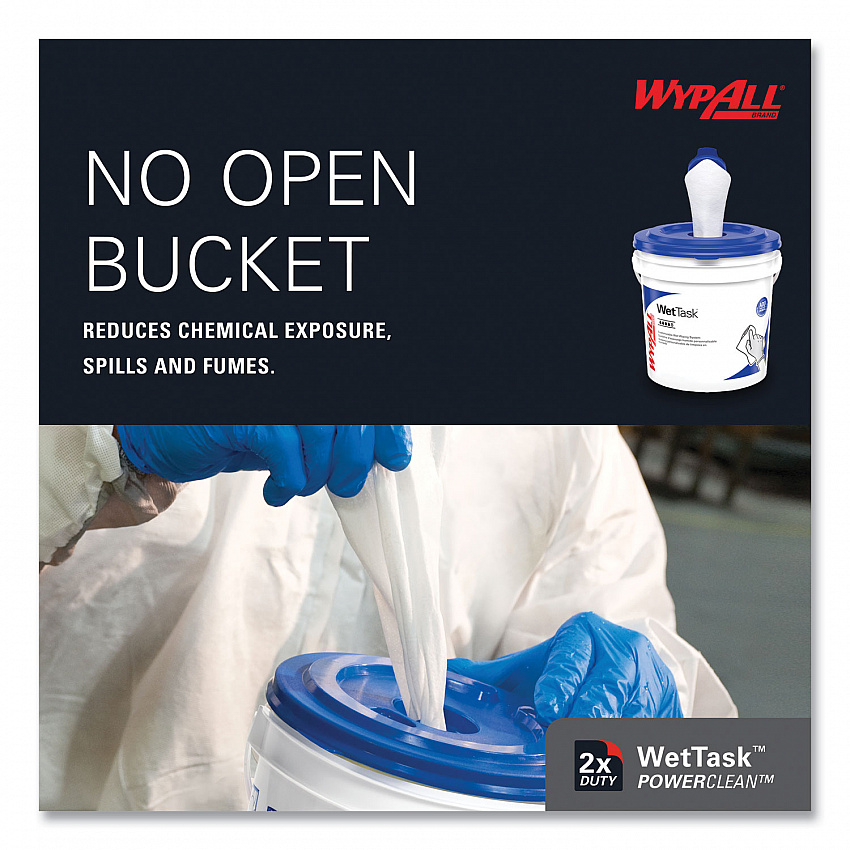 Power Clean Wipers for WetTask Customizable Wet Wiping System with (1) Bucket, 6 x 12, Unscented, 95/Roll, 6 Rolls/Carton (06001)