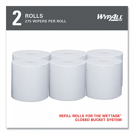 Power Clean Wipers for Solvents WetTask Customizable Wet Wiping System, Wipers Only, 9 x 15, White, 275/Roll, 2 Rolls/Carton (06006)