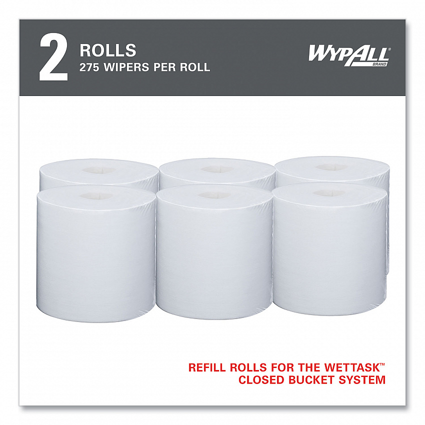Power Clean Wipers for Solvents WetTask Customizable Wet Wiping System, Wipers Only, 9 x 15, White, 275/Roll, 2 Rolls/Carton (06006)