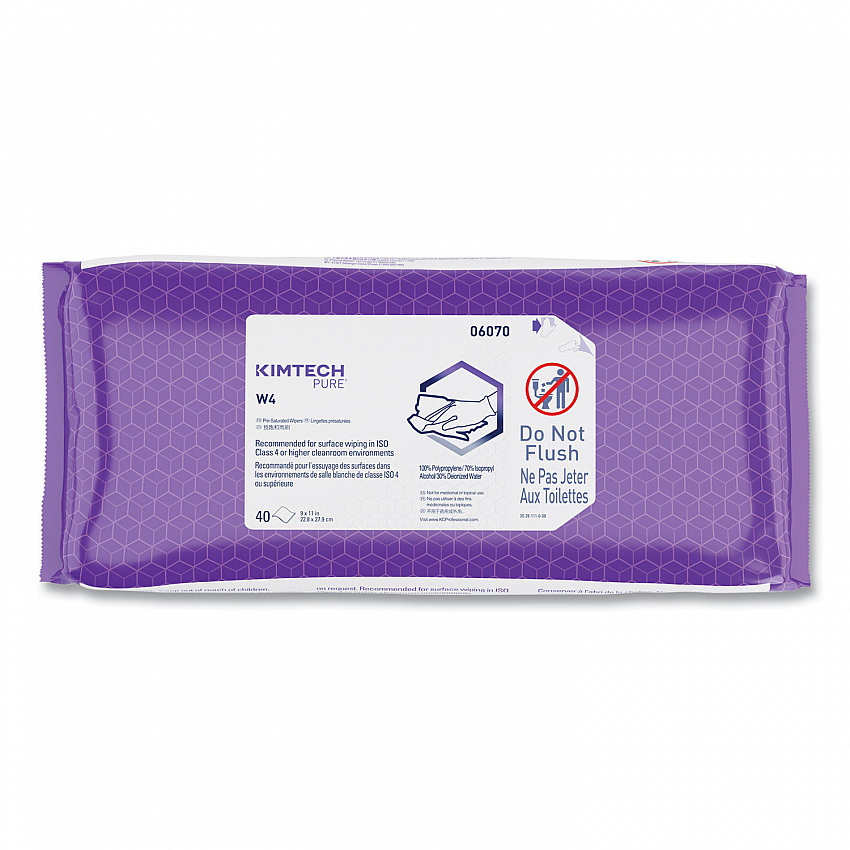 W4 PreSat Alcohol Wipers, 70% IPA, 1-Ply, 9 x 11, White, 40/Pack, 10 Packs/Carton (06070)