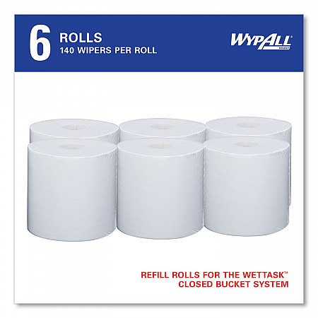 Critical Clean Wipers for Bleach, Disinfectants, Sanitizers WetTask Customizable Wet Wiping System, 90/Roll, 6 Rolls/Carton (06471)