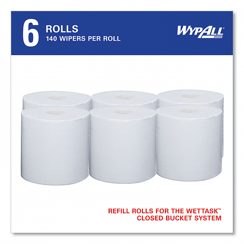 Critical Clean Wipers for Bleach, Disinfectants, Sanitizers WetTask Customizable Wet Wiping System, 90/Roll, 6 Rolls/Carton (06471)