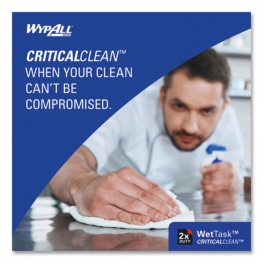 Critical Clean Wipers for Bleach, Disinfectants, Sanitizers WetTask Customizable Wet Wiping System, 90/Roll, 6 Rolls/Carton (06471)