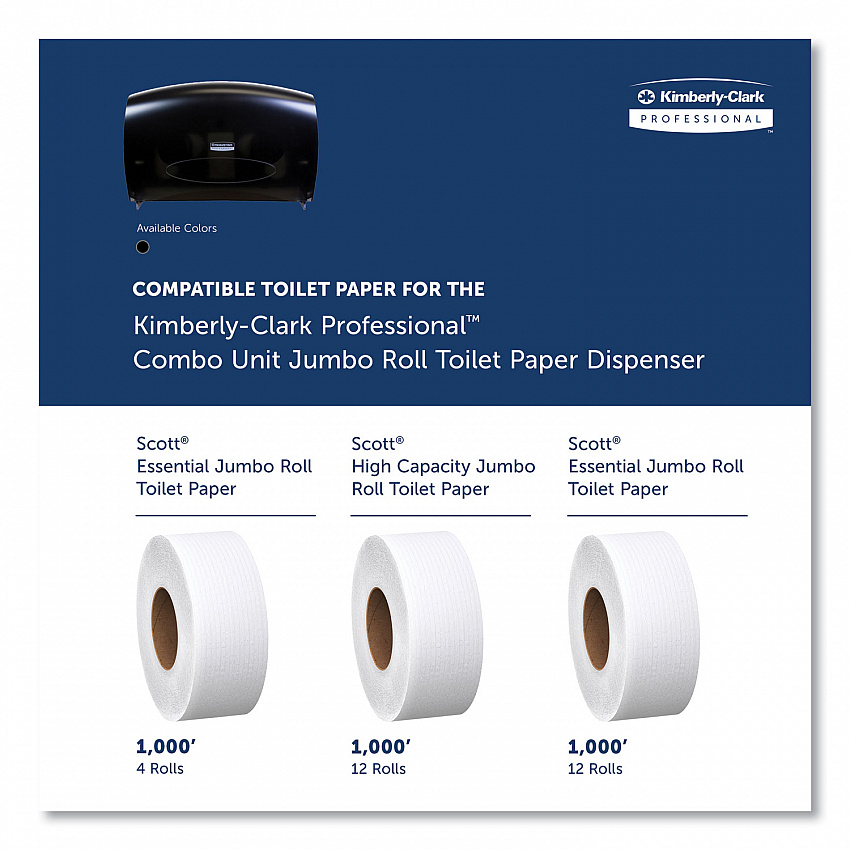 Cored JRT Jumbo Combination Tissue Dispenser, 20.4 x 5.8 x 13.1, Smoke/Gray (09551)