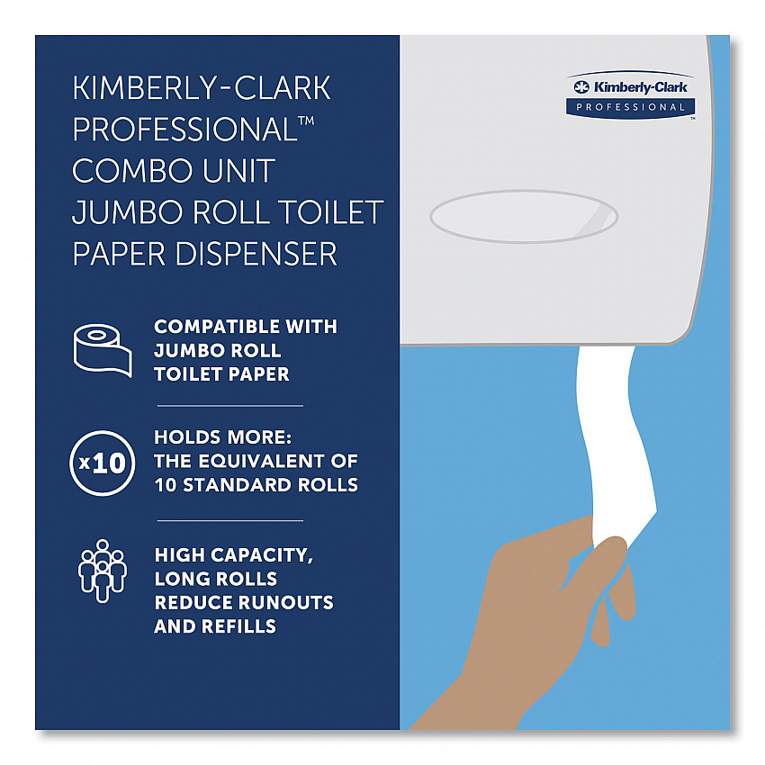 Cored JRT Jumbo Combination Tissue Dispenser, 20.4 x 5.8 x 13.1, Smoke/Gray (09551)