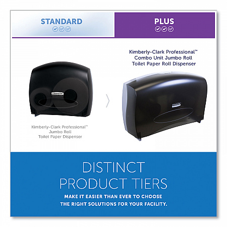 Cored JRT Jumbo Combination Tissue Dispenser, 20.4 x 5.8 x 13.1, Smoke/Gray (09551)