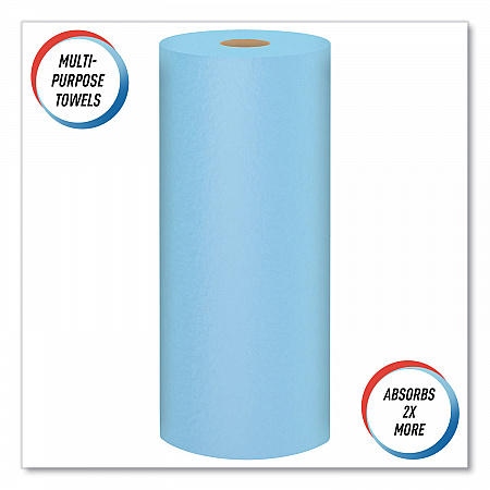 Shop Towels, Standard Roll, 1-Ply, 9.4 x 11, Blue, 55/Roll, 30 Rolls/Carton (75130)