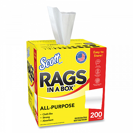 Rags in a Box, POP-UP Box, 12 x 9, White, 200/Box (75260)