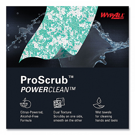 Power Clean ProScrub Pre-Saturated Wipes, 12 x 9.5, Citrus Scent, Green, 75/Pack, 6 Packs/Carton (91367CT)