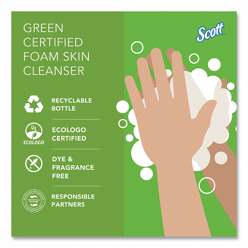 Essential Green Certified Foam Skin Cleanser Refill, Unscented, 1 L, 6/Carton (91565CT)