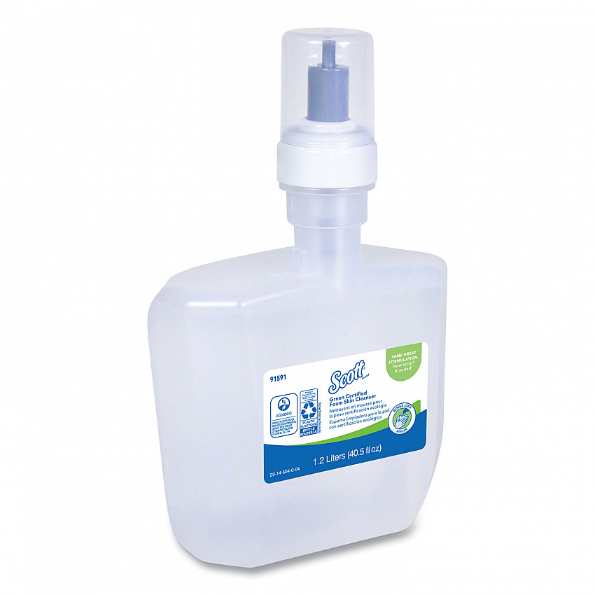 Essential Green Certified Foam Skin Cleanser Refill, Unscented, 1,200 mL, 2/Carton (91591)