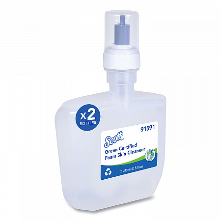 Essential Green Certified Foam Skin Cleanser Refill, Unscented, 1,200 mL, 2/Carton (91591)
