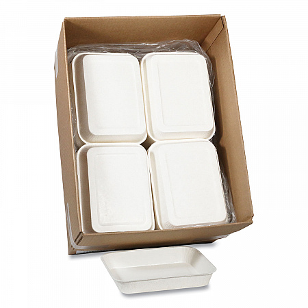 Pressware Classic Stoneware Dual-Ovenable Paperboard Tray, 45 oz, 9.97 x 7.47 x 1.5, White with Brown Specks, 250/Carton (PCS7014XP)