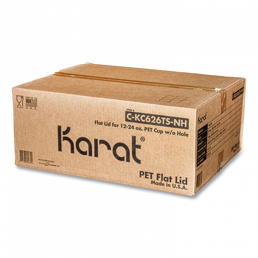 PET Lids, No Hole Flat Lid, 12 oz to 24 oz Cold Cups, Plastic, Clear, 1,000/Carton (CKC626TSNH)