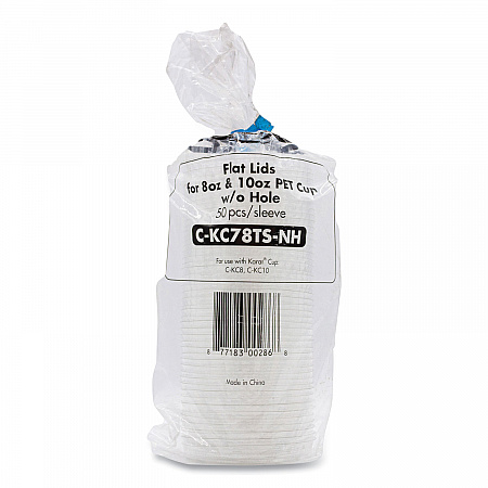 PET Lids, No Hole Flat Lid, Fits 8 oz to 10 oz Cold Cups, Plastic, Clear, 1,000/Carton (CKC78TSNH)
