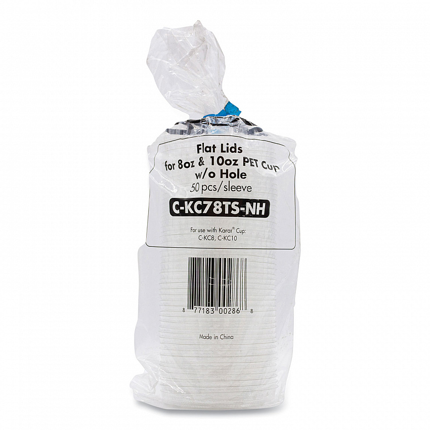 PET Lids, No Hole Flat Lid, Fits 8 oz to 10 oz Cold Cups, Plastic, Clear, 1,000/Carton (CKC78TSNH)