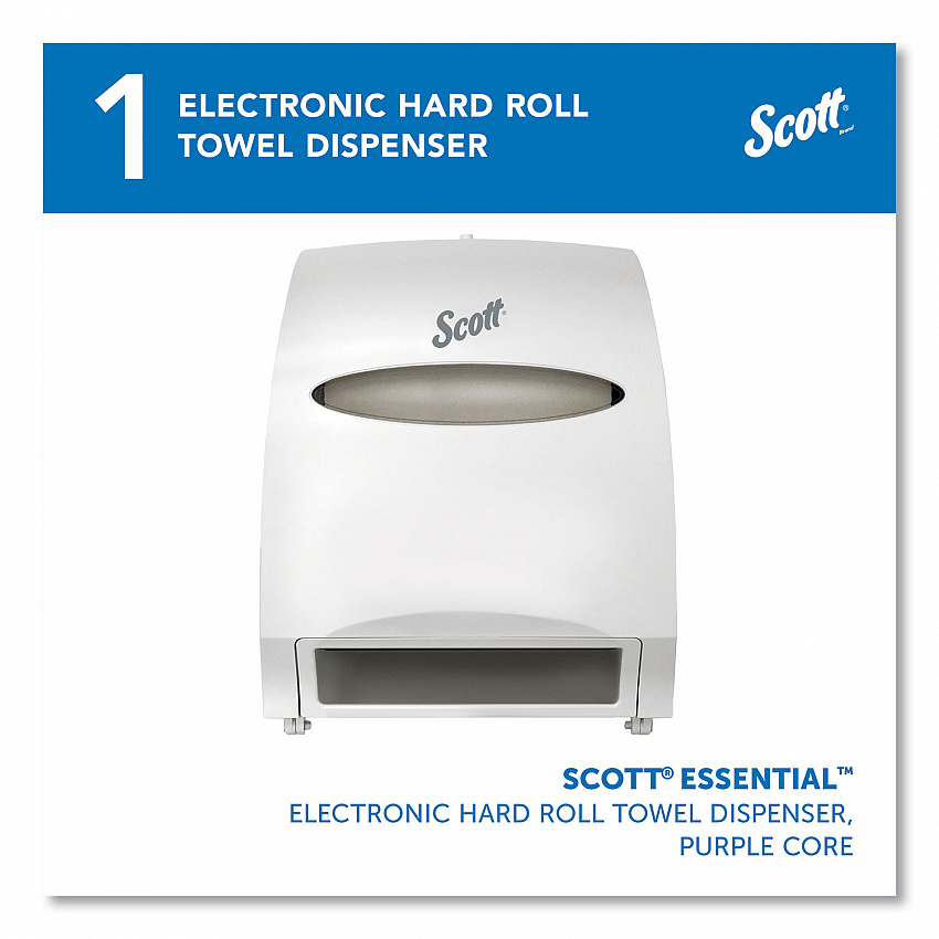 Essential Electronic Hard Roll Towel Dispenser, 12.7 x 9.57 x 15.76, White (48858)