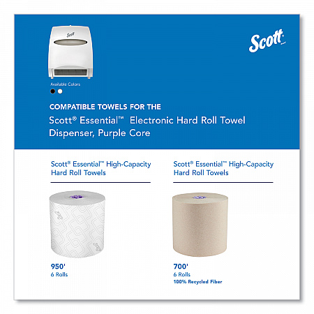 Essential Electronic Hard Roll Towel Dispenser, 12.7 x 9.57 x 15.76, White (48858)